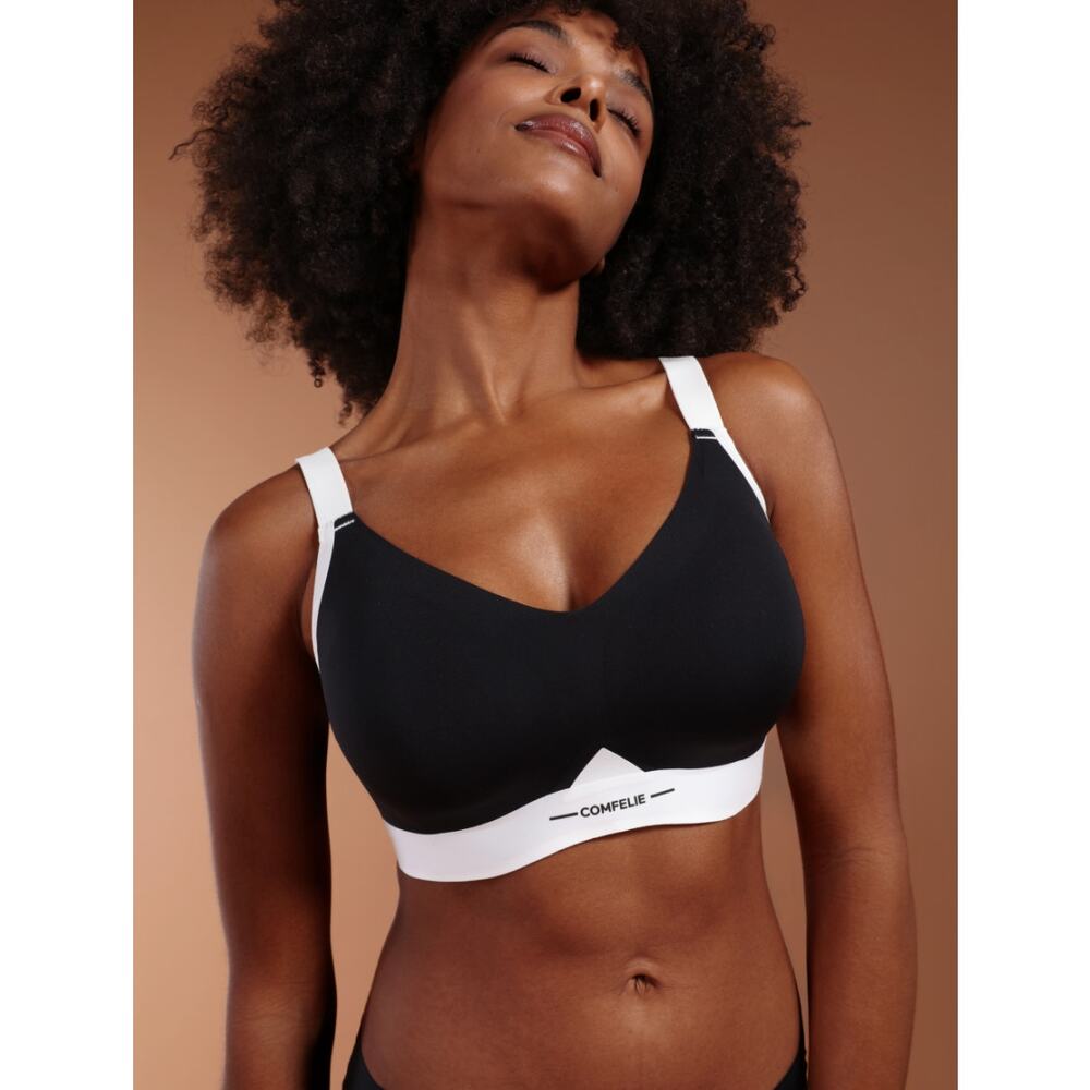 Comfelie Airlite Only 89g Comfortable Wireless Bra Black White Sz XL